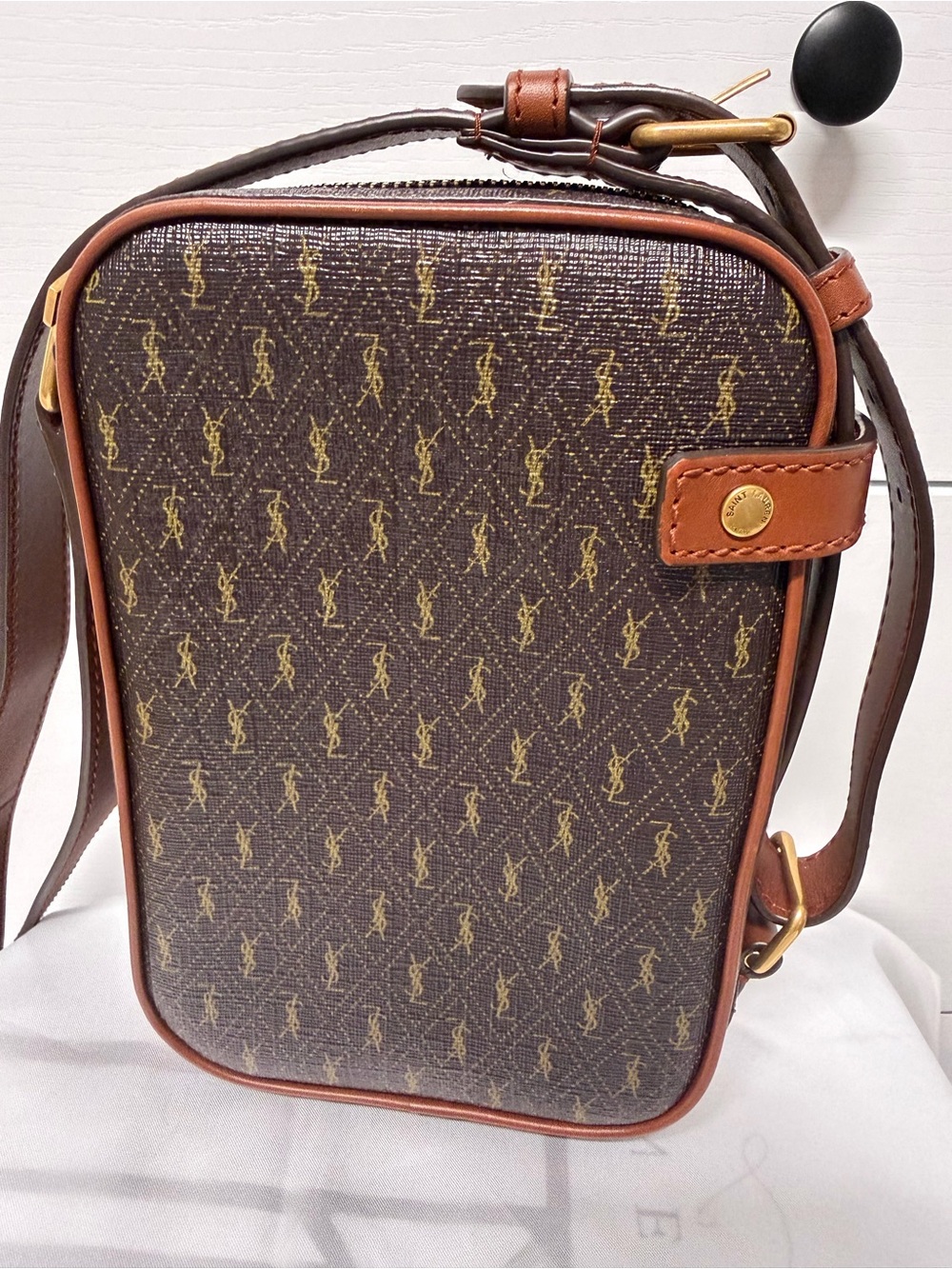 Saint Laurent le Monogramme Crossbody Pouch Monogram All Over Coated Canvas Bag